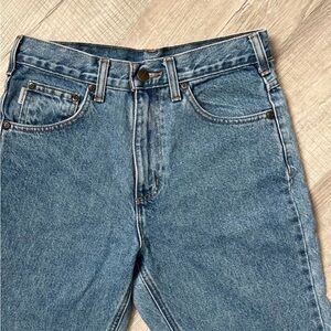 VINTAGE 90s CARHARTT High Waisted Denim Workwear Light Blue Boyfriend
Jeans 29